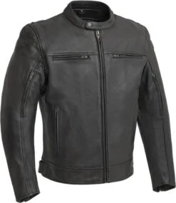 First Manufacturing Company Top Performer Leather Motorcycle Jacket Black