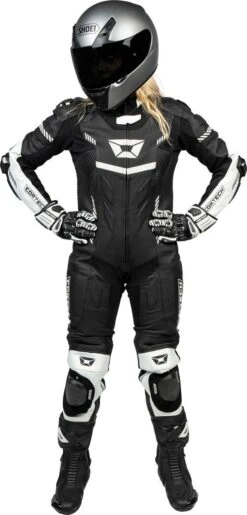 Cortech Revo Sport Air Womens 1 Piece Leather Suit Black/White