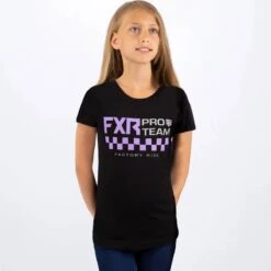 FXR Team Youth T-Shirt Black/Lilac