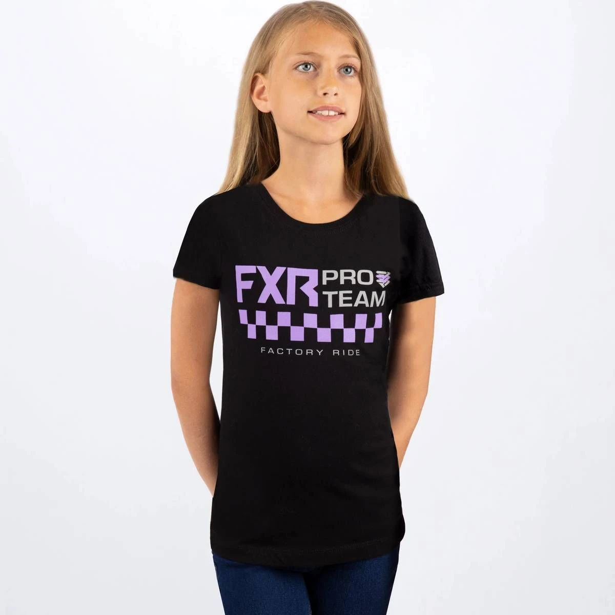 FXR Team Youth T-Shirt Black/Lilac