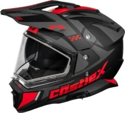 Castle X CX200 Dual Sport Snowmobile Helmet Wrath Matte Red