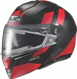 HJC I90 Modular Electric Snowmobile Helmet Syrex Black/Red