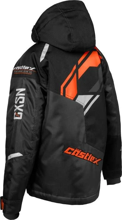 Castle X Code G4 Snowmobile Youth Jacket Black/Charcoal/Orange - Image 2