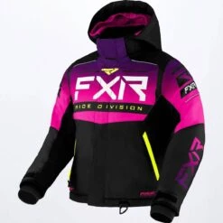 FXR 2022 Helium Youth Snowmobile Jacket Black/Fuchsia Fade