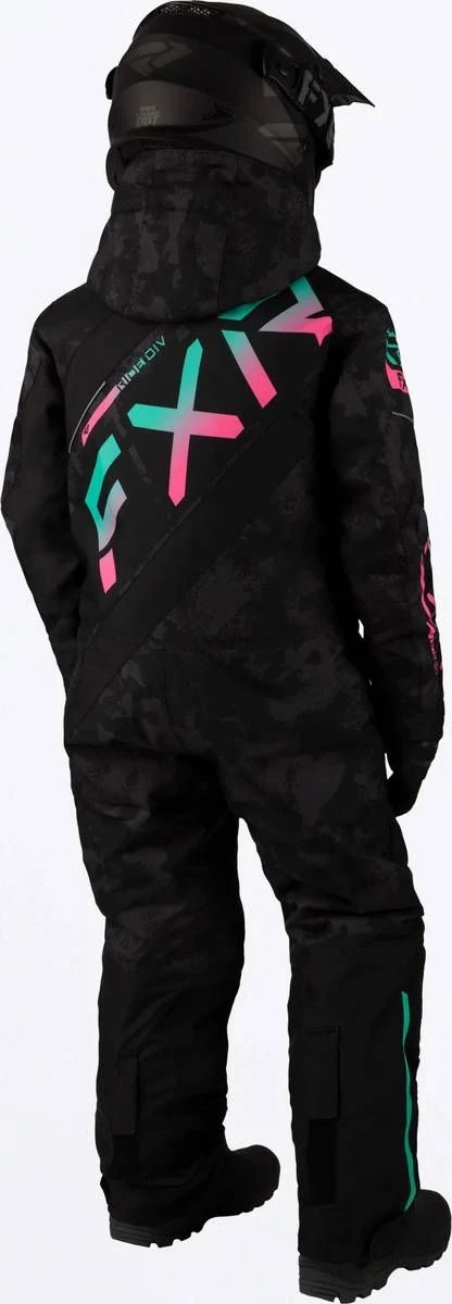FXR 2023 CX Child Monosuit Black Camo/Mint-E Pink Fade - Image 2