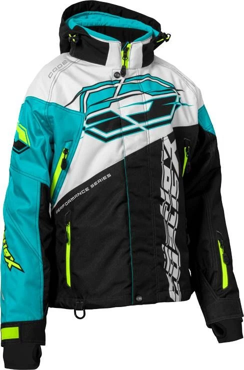 Castle X Code G3 Womens Snowmobile Jacket White/Turquoise/Hi-Vis