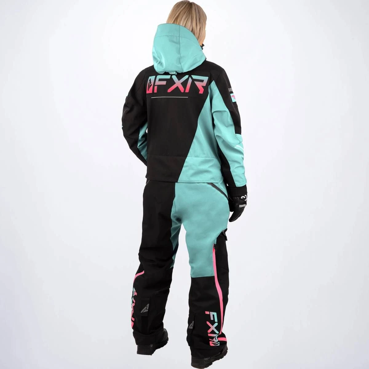 FXR 2022 Ranger Instinct Lite Womens Monosuit Black/Seafoam/Elec Pink - Image 2
