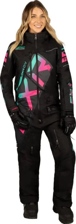 FXR 2023 CX FAST Insulated Womens Monosuit Black/Mint-E Pink Fade