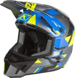Klim F3 Carbon Helmet Raid Electric Blue Lemonade/Hi-Vis