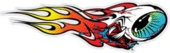 Troy Lee Designs Flaming Eyeball Right Sticker Decal Red/Yellow 4in X 1.2in