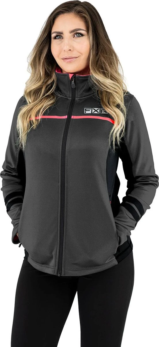 FXR Elevation Zip-Up Tech Womens Sweatshirt Charcoal/Coral