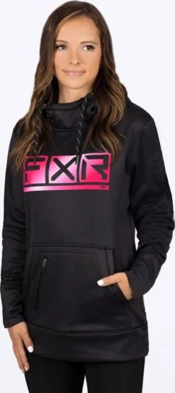 FXR Podium Tech Womens Pullover Hoodie Sweatshirt Black/Rasberry